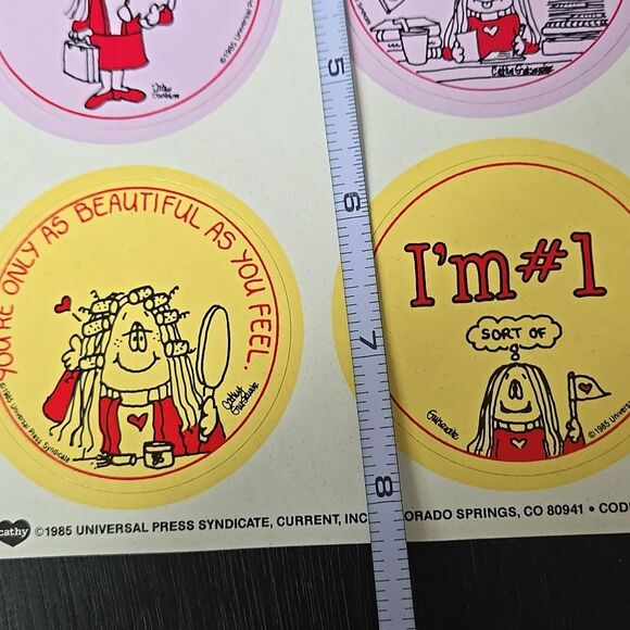 Humorous Cartoon Sticker Set 6 80s Catht Colorful Collect Y2k Hunkette Rare - Picture 10 of 14